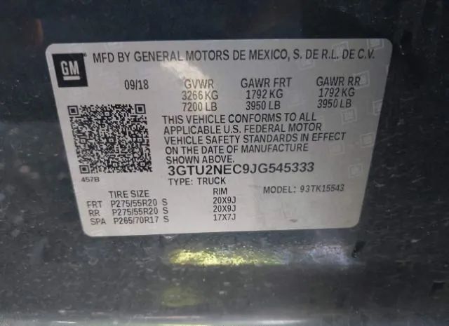 Photo 8 VIN: 3GTU2NEC9JG545333 - GMC SIERRA 1500 