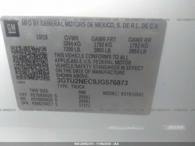 Photo 8 VIN: 3GTU2NEC9JG576873 - GMC SIERRA 1500 