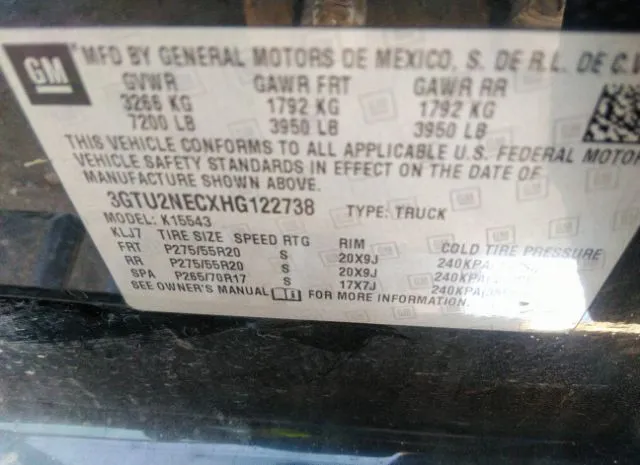 Photo 8 VIN: 3GTU2NECXHG122738 - GMC SIERRA 1500 