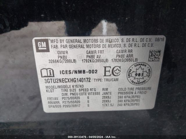 Photo 8 VIN: 3GTU2NECXHG140172 - GMC SIERRA 1500 