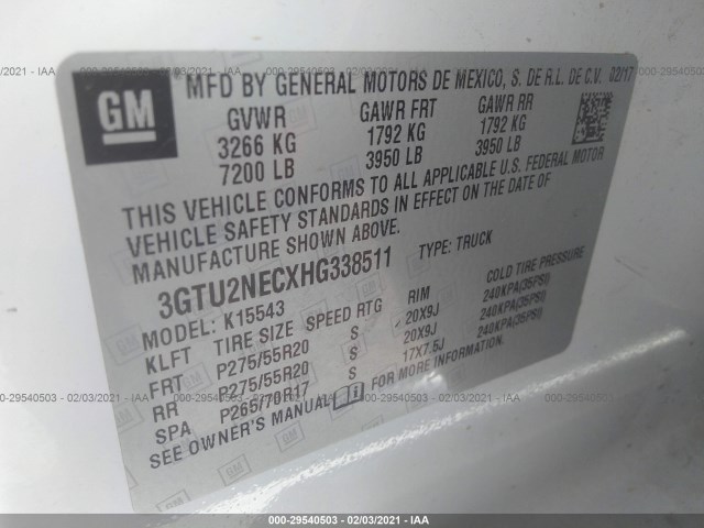 Photo 8 VIN: 3GTU2NECXHG338511 - GMC SIERRA 1500 