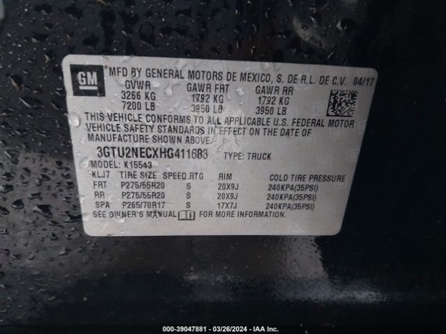 Photo 8 VIN: 3GTU2NECXHG411683 - GMC SIERRA 1500 