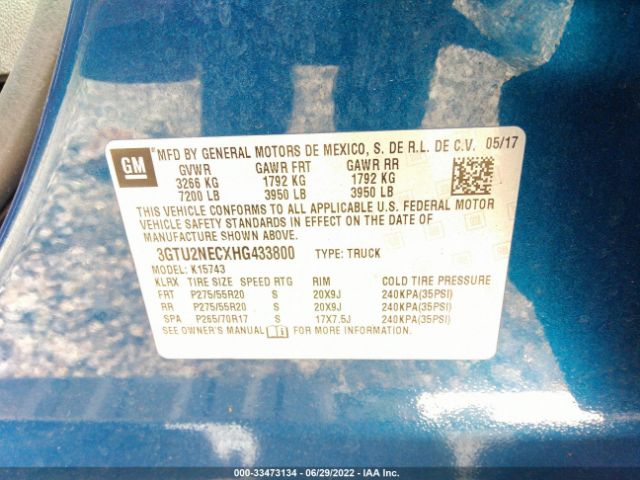 Photo 8 VIN: 3GTU2NECXHG433800 - GMC SIERRA 1500 