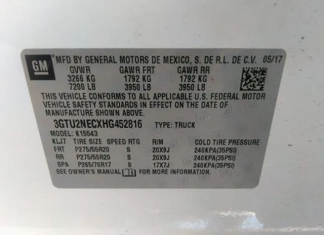 Photo 8 VIN: 3GTU2NECXHG452816 - GMC SIERRA 1500 