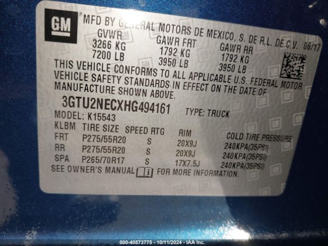 Photo 8 VIN: 3GTU2NECXHG494161 - GMC SIERRA 