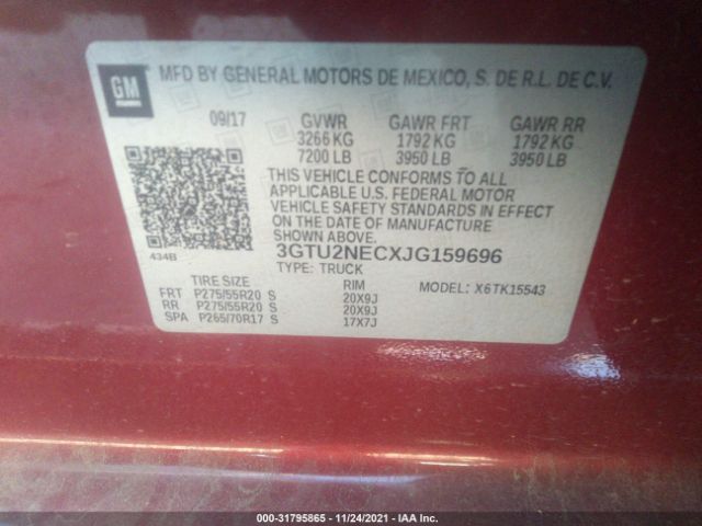 Photo 8 VIN: 3GTU2NECXJG159696 - GMC SIERRA 1500 