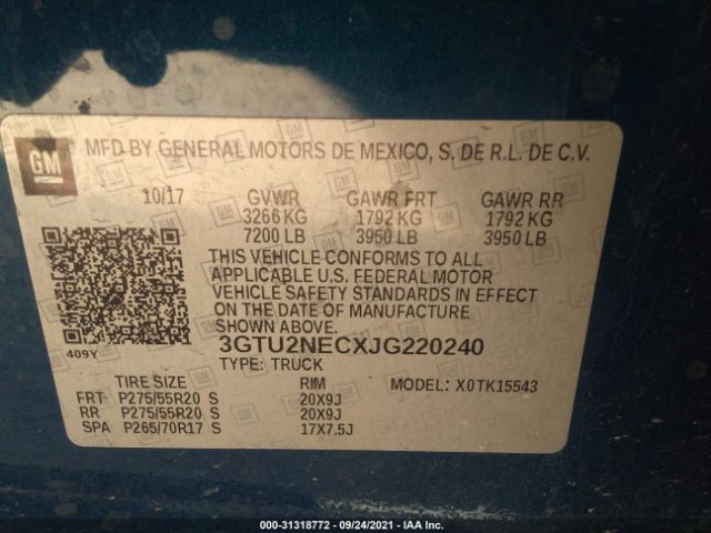 Photo 8 VIN: 3GTU2NECXJG220240 - GMC SIERRA 1500 