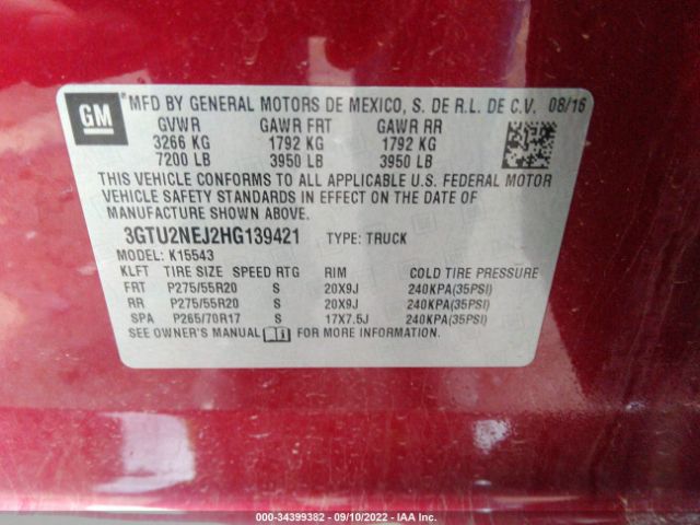 Photo 8 VIN: 3GTU2NEJ2HG139421 - GMC SIERRA 1500 