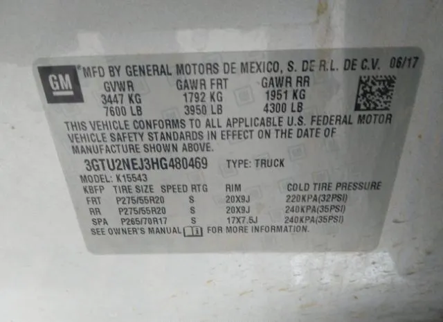 Photo 8 VIN: 3GTU2NEJ3HG480469 - GMC SIERRA 1500 