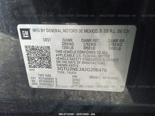 Photo 8 VIN: 3GTU2NEJ4JG206476 - GMC SIERRA 1500 