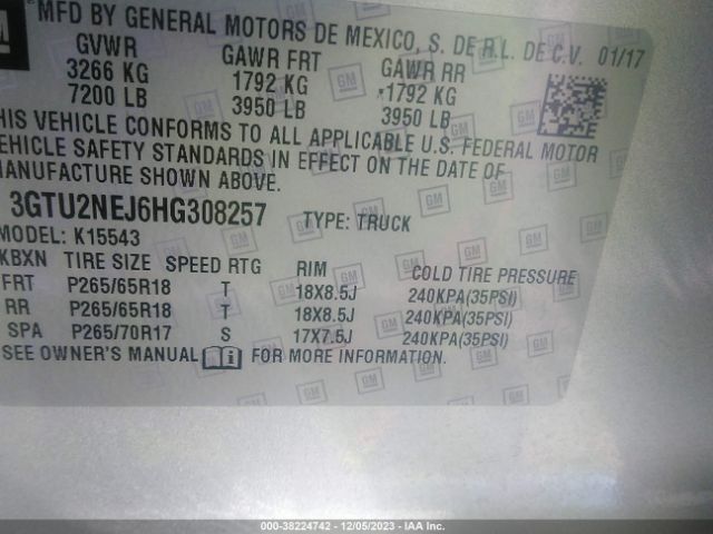 Photo 8 VIN: 3GTU2NEJ6HG308257 - GMC SIERRA 