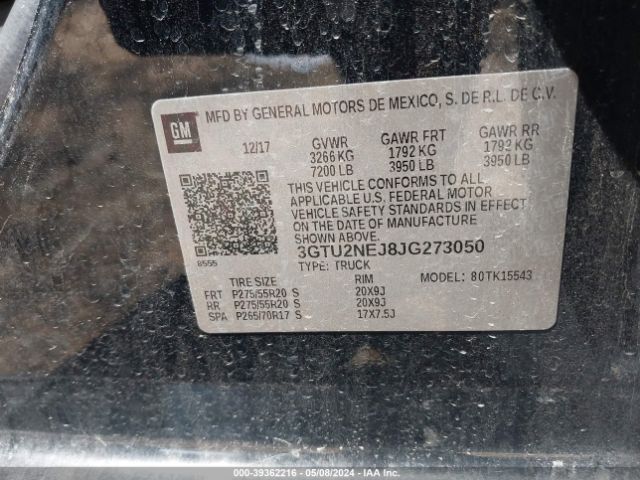 Photo 8 VIN: 3GTU2NEJ8JG273050 - GMC SIERRA 1500 