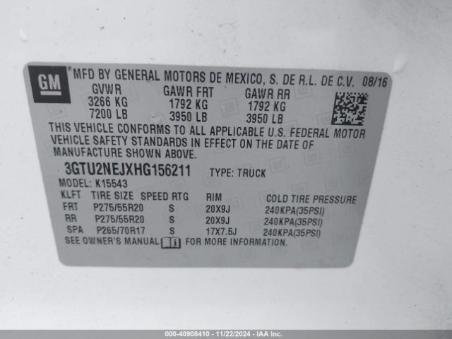 Photo 8 VIN: 3GTU2NEJXHG156211 - GMC SIERRA 