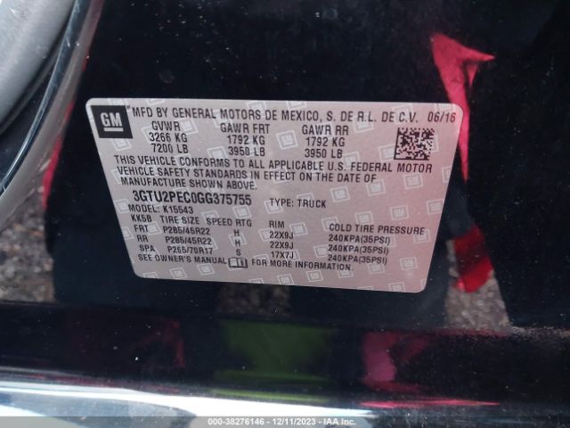 Photo 8 VIN: 3GTU2PEC0GG375755 - GMC SIERRA 1500 