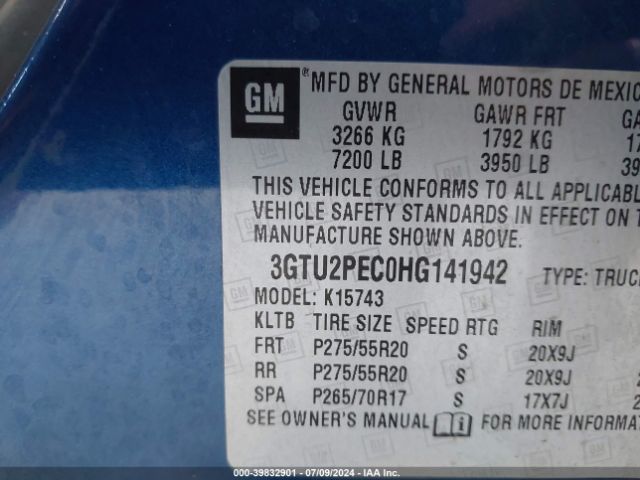 Photo 8 VIN: 3GTU2PEC0HG141942 - GMC SIERRA 1500 