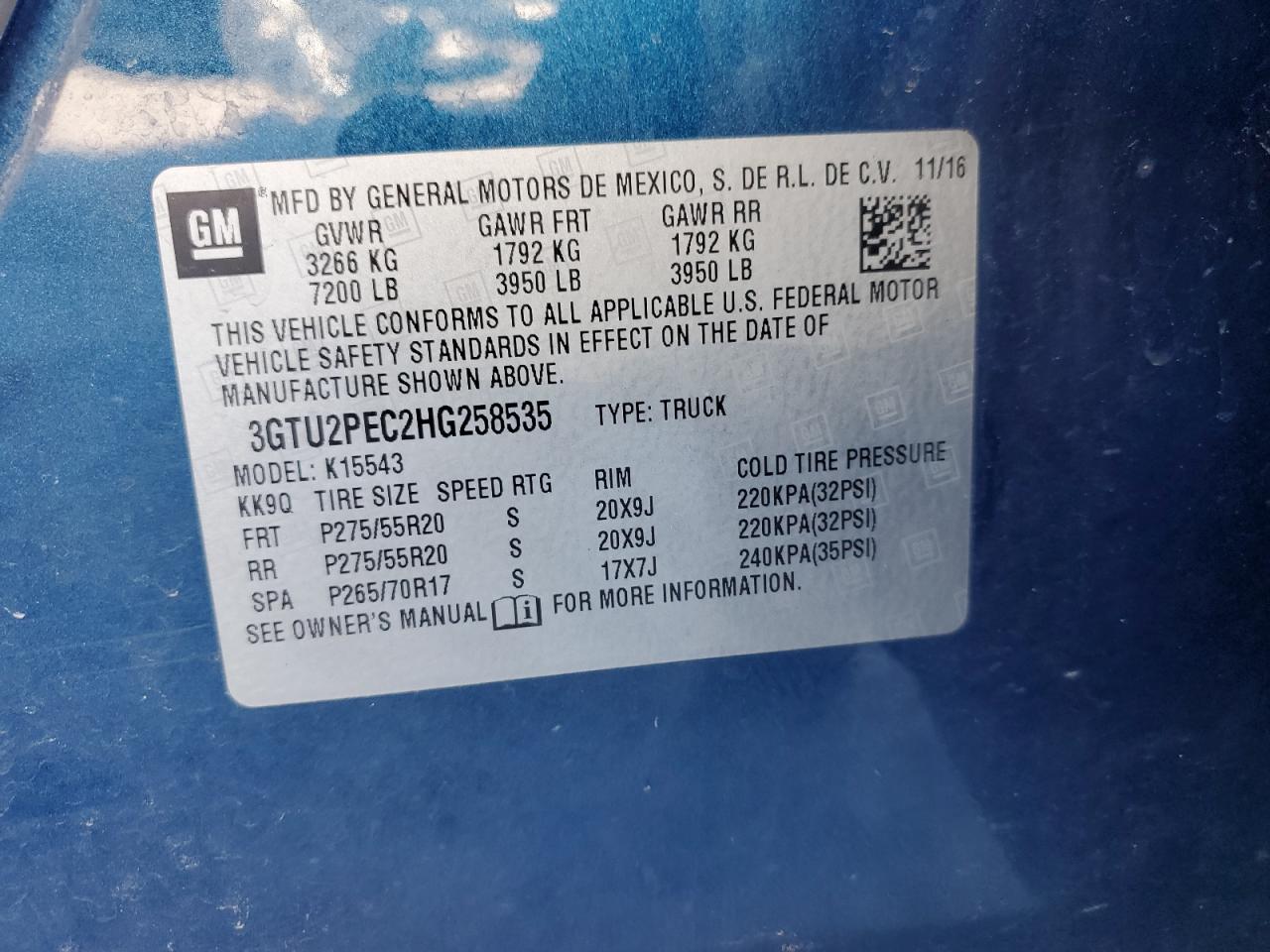 Photo 12 VIN: 3GTU2PEC2HG258535 - GMC SIERRA 