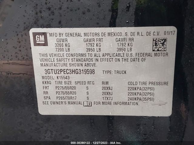 Photo 8 VIN: 3GTU2PEC3HG319598 - GMC SIERRA 1500 