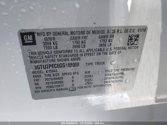 Photo 8 VIN: 3GTU2PEC6GG185068 - GMC SIERRA 1500 