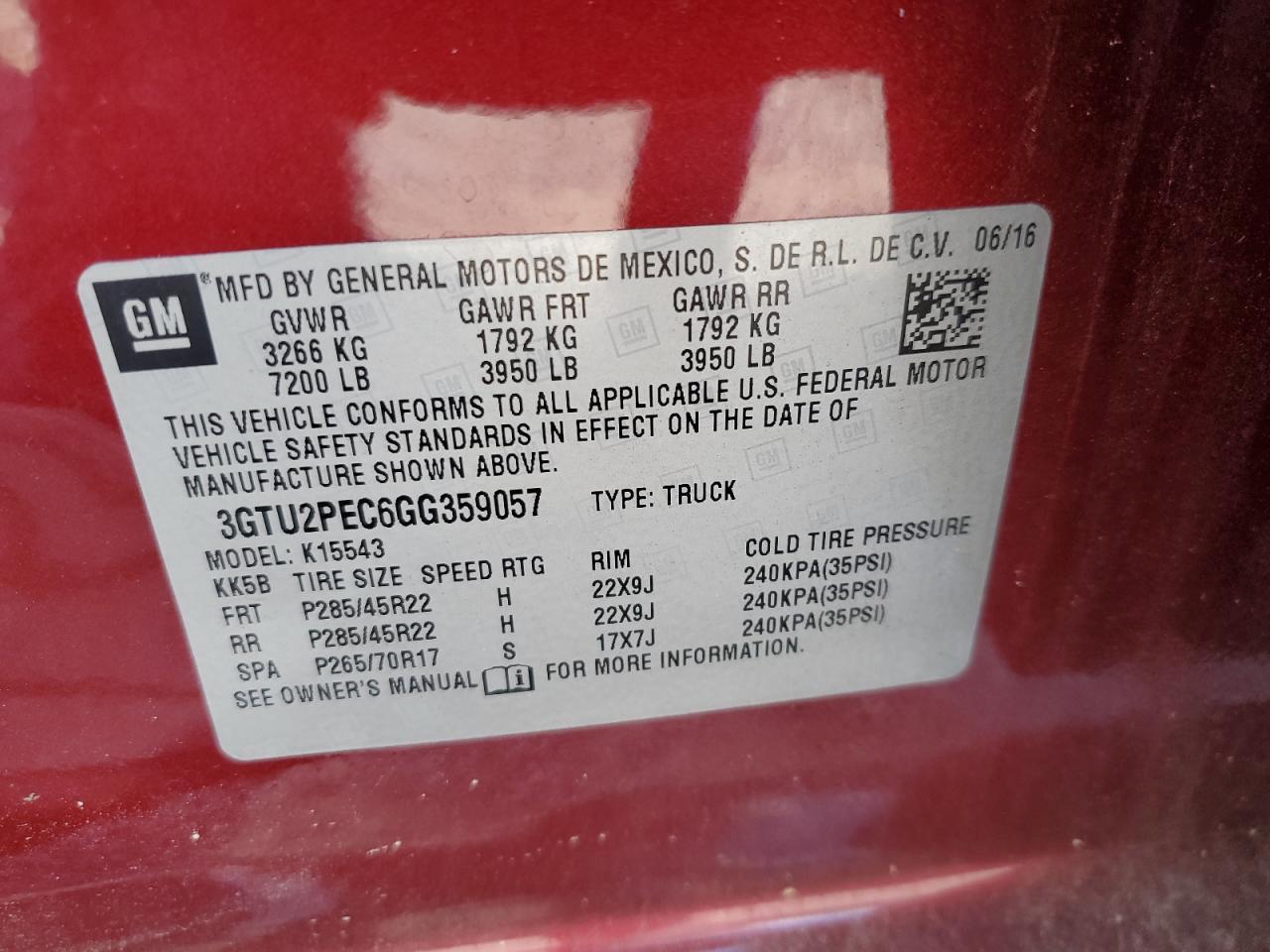 Photo 12 VIN: 3GTU2PEC6GG359057 - GMC SIERRA 