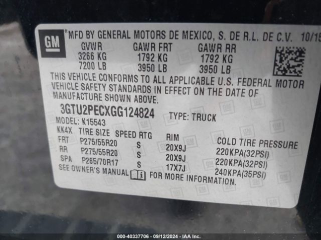 Photo 8 VIN: 3GTU2PECXGG124824 - GMC SIERRA 