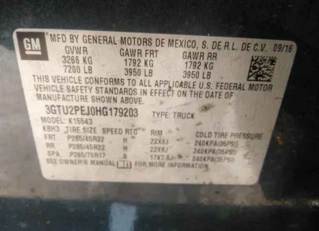 Photo 8 VIN: 3GTU2PEJ0HG179203 - GMC SIERRA 