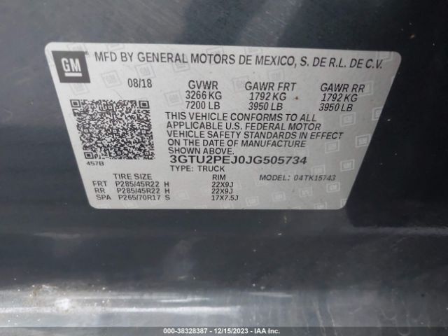 Photo 8 VIN: 3GTU2PEJ0JG505734 - GMC SIERRA 