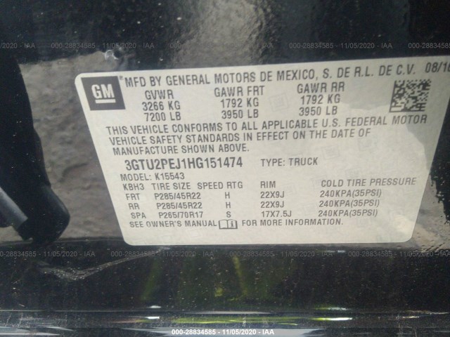 Photo 8 VIN: 3GTU2PEJ1HG151474 - GMC SIERRA 1500 