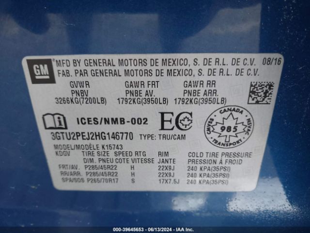 Photo 8 VIN: 3GTU2PEJ2HG146770 - GMC SIERRA 