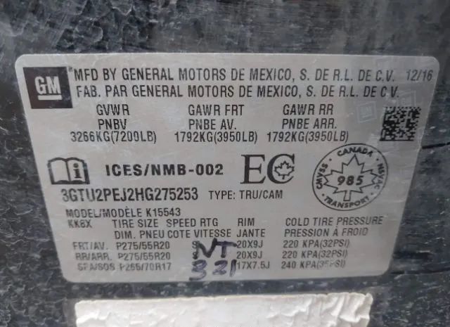 Photo 8 VIN: 3GTU2PEJ2HG275253 - GMC SIERRA 