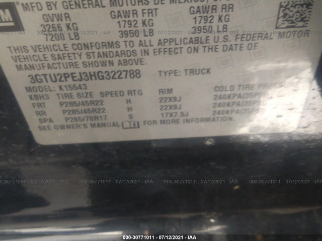 Photo 8 VIN: 3GTU2PEJ3HG322788 - GMC SIERRA 1500 