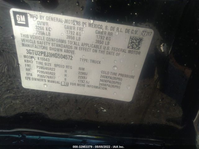 Photo 8 VIN: 3GTU2PEJ3HG504572 - GMC SIERRA 1500 