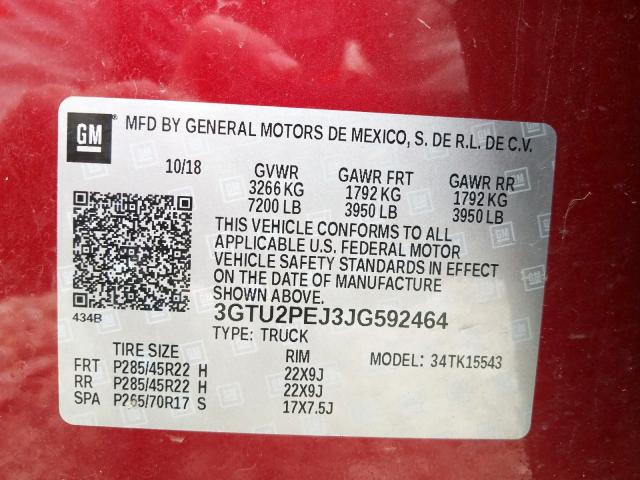 Photo 9 VIN: 3GTU2PEJ3JG592464 - GMC SIERRA K15 