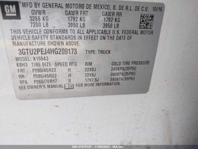 Photo 8 VIN: 3GTU2PEJ4HG209173 - GMC SIERRA 1500 