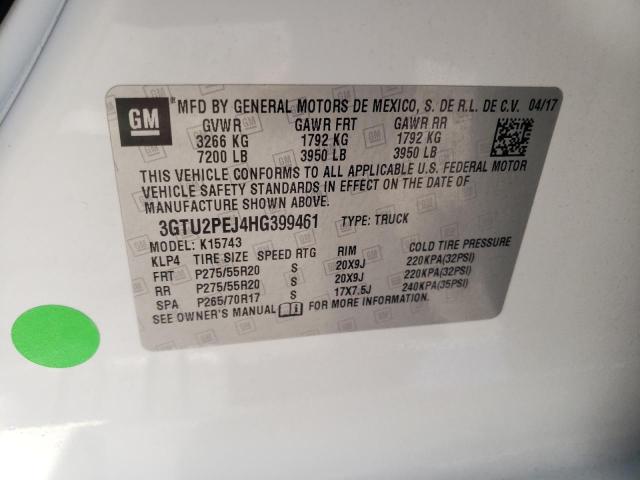 Photo 11 VIN: 3GTU2PEJ4HG399461 - GMC SIERRA 