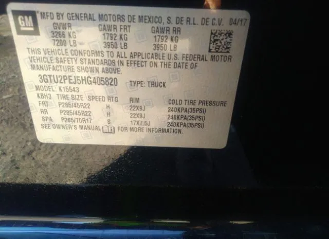 Photo 8 VIN: 3GTU2PEJ5HG405820 - GMC SIERRA 1500 