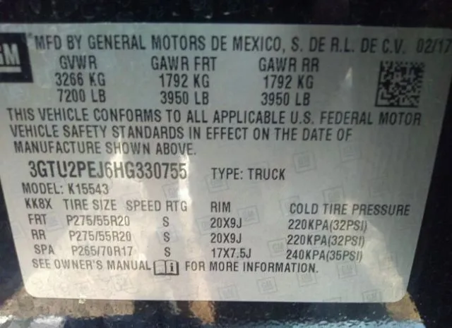 Photo 8 VIN: 3GTU2PEJ6HG330755 - GMC SIERRA 1500 