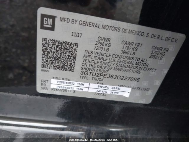 Photo 8 VIN: 3GTU2PEJ6JG227096 - GMC SIERRA 