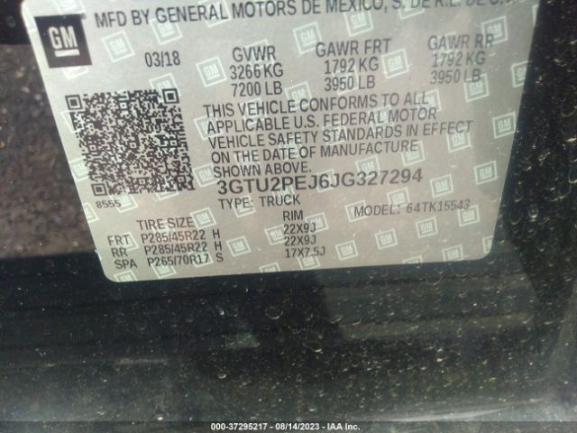 Photo 8 VIN: 3GTU2PEJ6JG327294 - GMC SIERRA 1500 