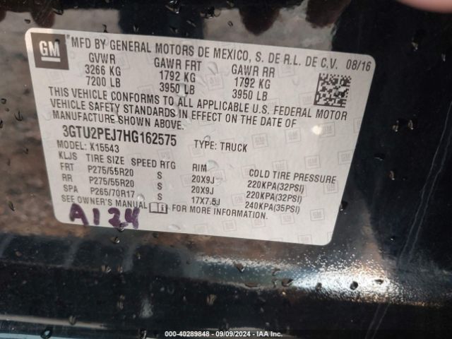 Photo 8 VIN: 3GTU2PEJ7HG162575 - GMC SIERRA 