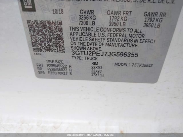 Photo 8 VIN: 3GTU2PEJ7JG596355 - GMC SIERRA 1500 