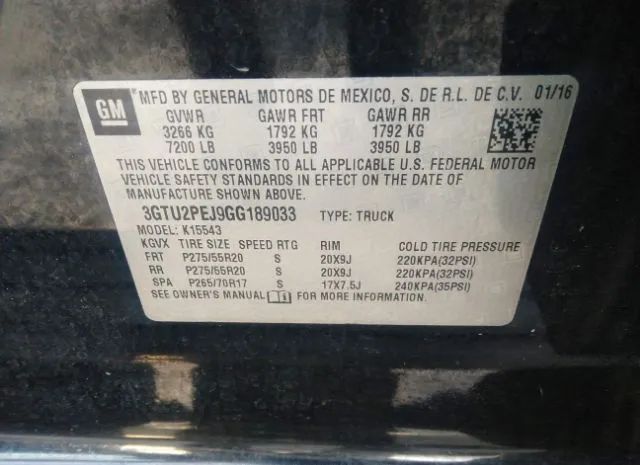 Photo 8 VIN: 3GTU2PEJ9GG189033 - GMC SIERRA 1500 