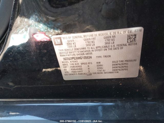 Photo 8 VIN: 3GTU2PEJ9HG105634 - GMC SIERRA 1500 