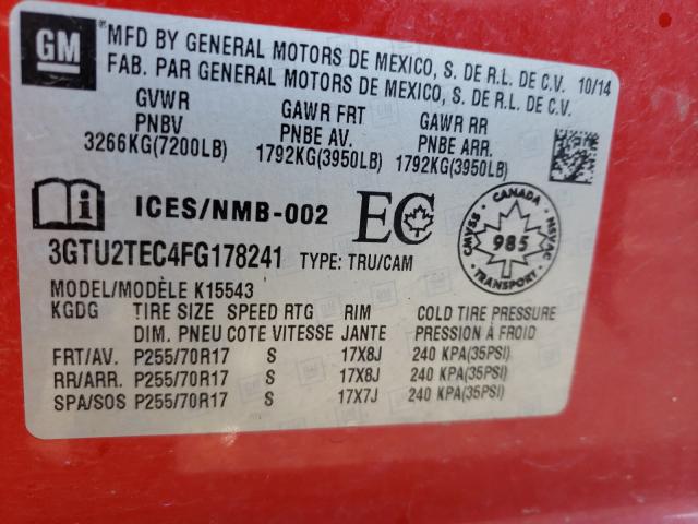 Photo 9 VIN: 3GTU2TEC4FG178241 - GMC SIERRA K15 