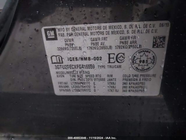 Photo 8 VIN: 3GTU2TECXFG416559 - GMC SIERRA 