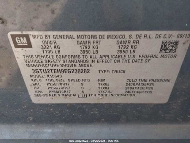 Photo 8 VIN: 3GTU2TEH9EG238282 - GMC SIERRA 1500 