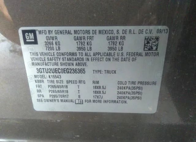 Photo 8 VIN: 3GTU2UEC0EG236365 - GMC SIERRA 1500 