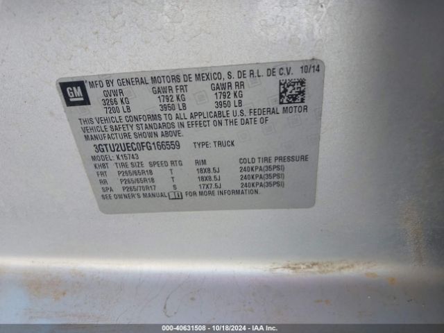 Photo 8 VIN: 3GTU2UEC0FG166559 - GMC SIERRA 