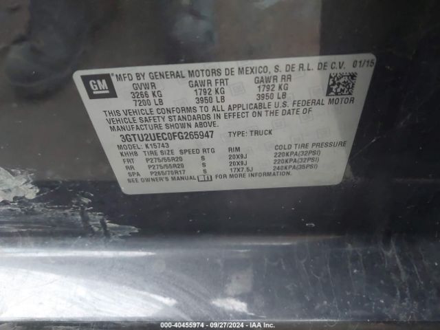 Photo 8 VIN: 3GTU2UEC0FG265947 - GMC SIERRA 