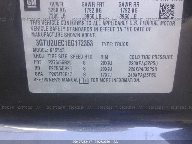 Photo 8 VIN: 3GTU2UEC1EG172353 - GMC SIERRA 1500 