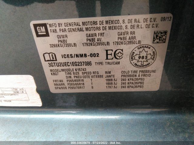 Photo 8 VIN: 3GTU2UEC1EG237086 - GMC SIERRA 1500 